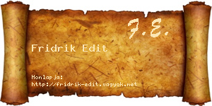 Fridrik Edit névjegykártya